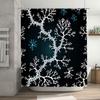 Stylish Coral Reef Print Shower Curtain for Bathroom Decoration Waterproof Home Decor Blue Snowflakes White Branches Pattern (18