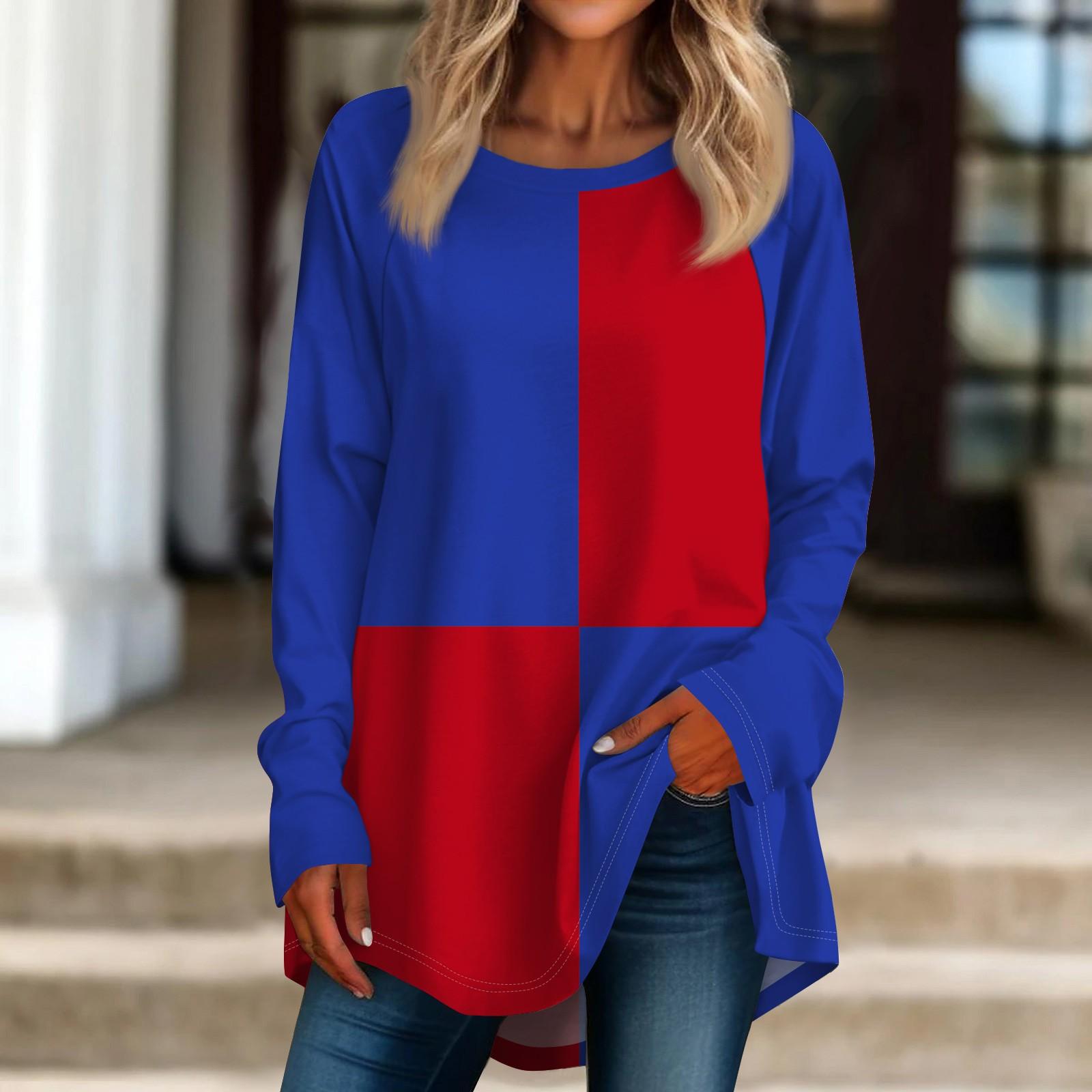 

Женская негабаритная полосатая рубашка с длинными рукавами и круглым вырезом, полосатая футболка, верхний пуловер XXXL синий