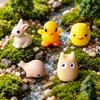 Figurine d'Animal Miniature Mini Dauphin Lapin Canard Poussin Elfe Statue en Résine Ornement Maison de Poupée Jardin de Fées Paysage Micro Décoration