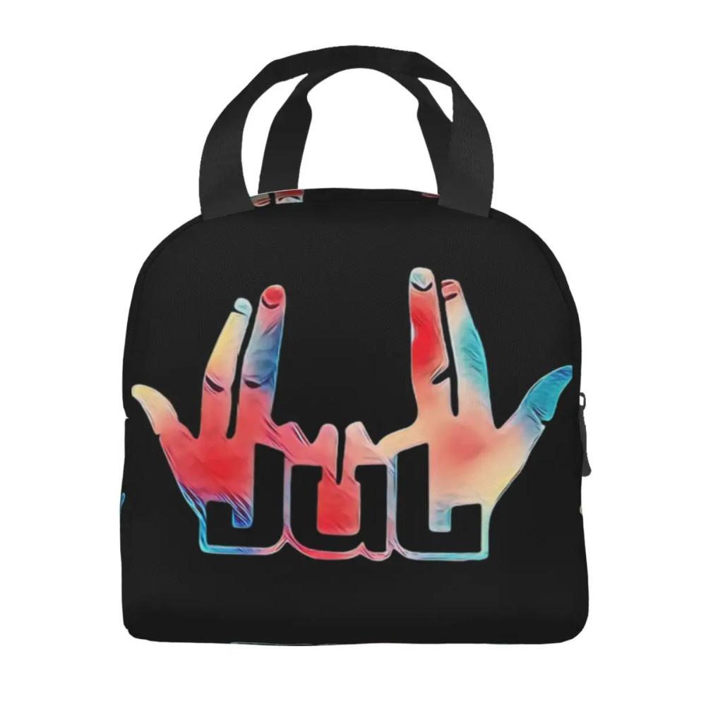 Custom Jul French Rapper Hip Hop Portable Lunch Boxes Women Waterproof Thermal Cooler Food Insulated Lunch Bag Office Work