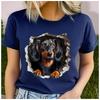 Women's Cotton 100% Interesting Dog Print T-shirt Loose round Neck Casual Short Sleeve Fashion Top Wholesale Clothing Summer