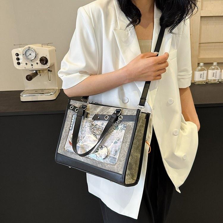 Capacity Minimalist Large Handbag Zipper Pocket Adjustable Straps Travel Teens