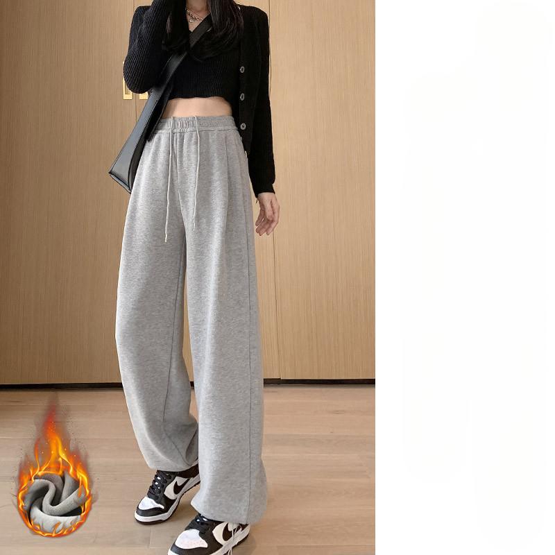 

Fashion Warm Thicken Fluff Wide Leg Women Pants Casual Snow Wear Pantalone Baggy Plush Trousers Autumn Winter XL світло-сірий колір