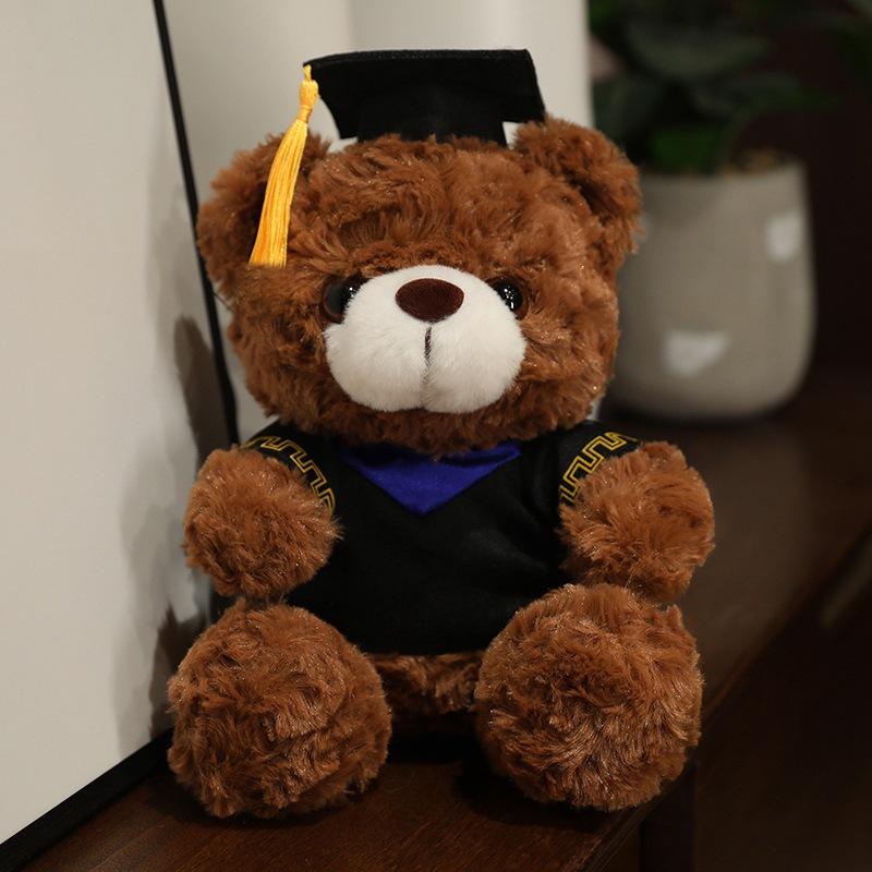 

Кукла Медведь-выпускник в шляпе доктора Плюшевая игрушка Медведь-бакалавр Плюшевый мишка Подарок на выпускной Сезон выпускных Принт Школьный значок 23cm0.1kg
