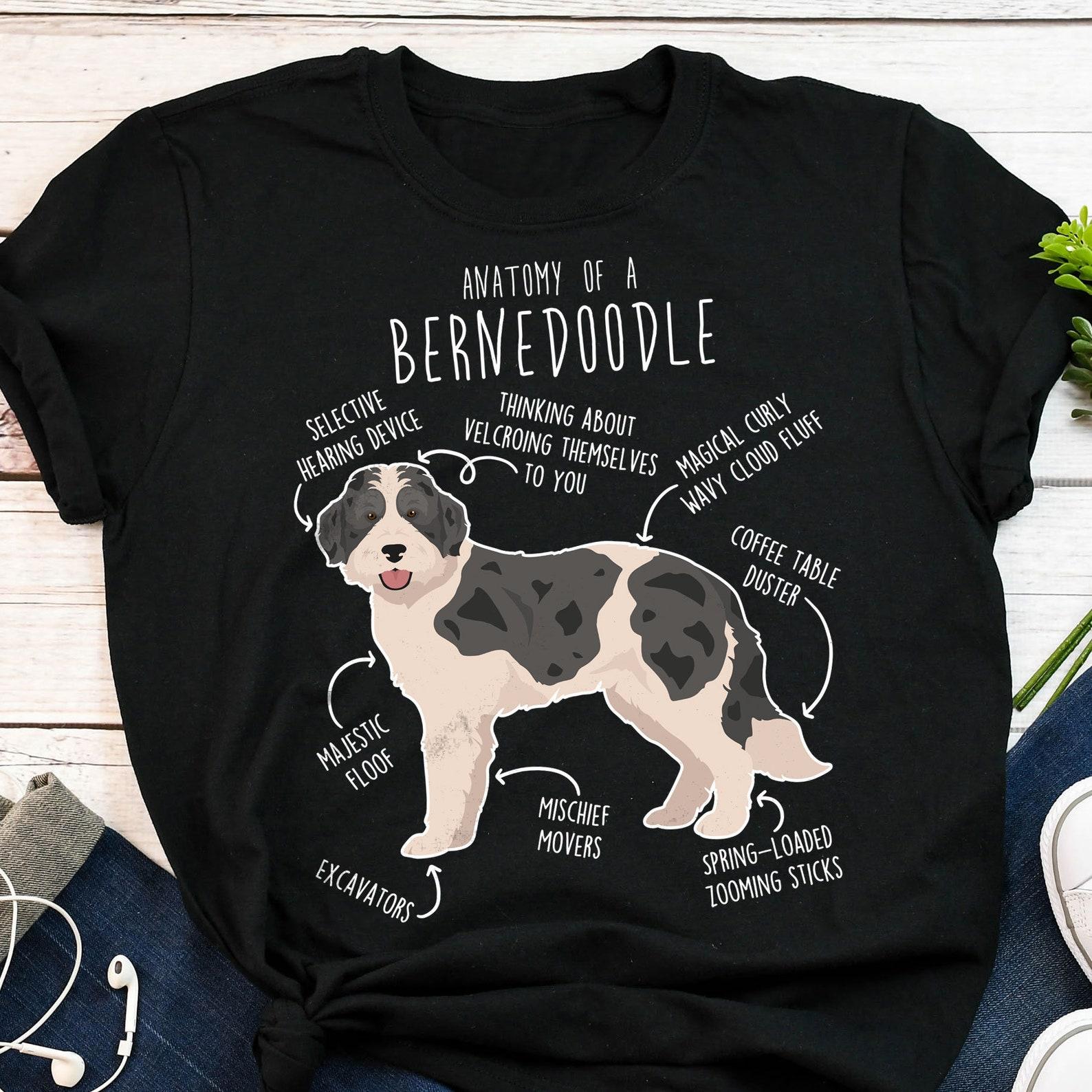 Bernedoodle Shirt, Parti Black Merle Bernedoodle Dog Lover Gift, , Funny Cute Doodle T-shirt Poodle Mix Tshirt Mom Dad Blue Merle 140