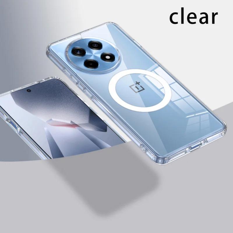 Odporne na wstrząsy akrylowe etui Magsafe do OnePlus Ace 5 Pro 3V 3 Pro matowe przezroczyste etui do ładowania bezprzewodowego do OnePlus 13R 12R Shell bez żółknięcia
