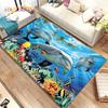 3D Seabed Underwater World Dolphin Turtle Area Rug,Carpet Rug for Living Room Bedroom Sofa Doormat,kids Play Non-slip Floor Mat
