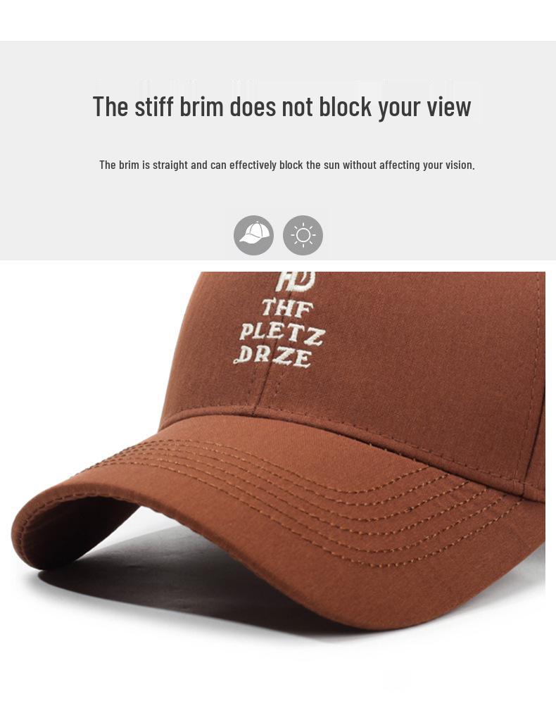 Korean Style Letter Embroidery Baseball Cap - Autumn/Winter Versatile Large Head Fit