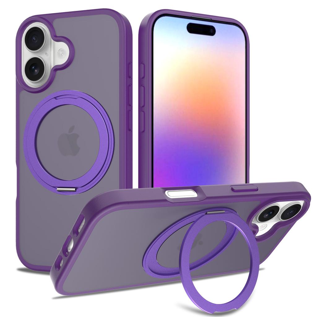 For IPhone 17 Mobile Phone Case with Stand 360 Rotation for IPhone16pro Magnetic Anti-fingerprint Skin-feel Mobile Phone Case