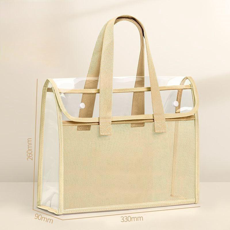 Thickened Tote Bag Document Bag A4 Transparent Waterproof and Durable Student Exam Tutoring Test Paper Homework Book Storage Bag