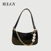 French Retro Crocodile Pattern Pearl Chain Armpit Bag Women