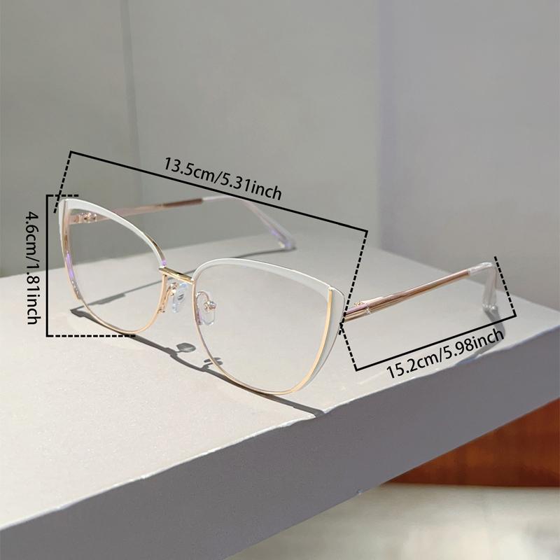 Trendy Retro Cat Eye Frame Women New Korean Style Sweet Decor Glasses Non-prescription Semi-Rimless Po Pink Eyewear