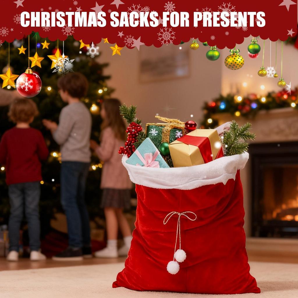 Santa Sack  Christmas Decorations Large Santa Sack Velvet Gift Bag Reusable Present Pouch Thickened Bag for Xmas Present Decor