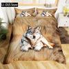 Wolf Bettbezug Einzelbett King Size, Heulende Wölfe Wildtier Bettwäsche Set Aurora Tiere Galaxie Druck Deckenbezug Für Kinder Jungen