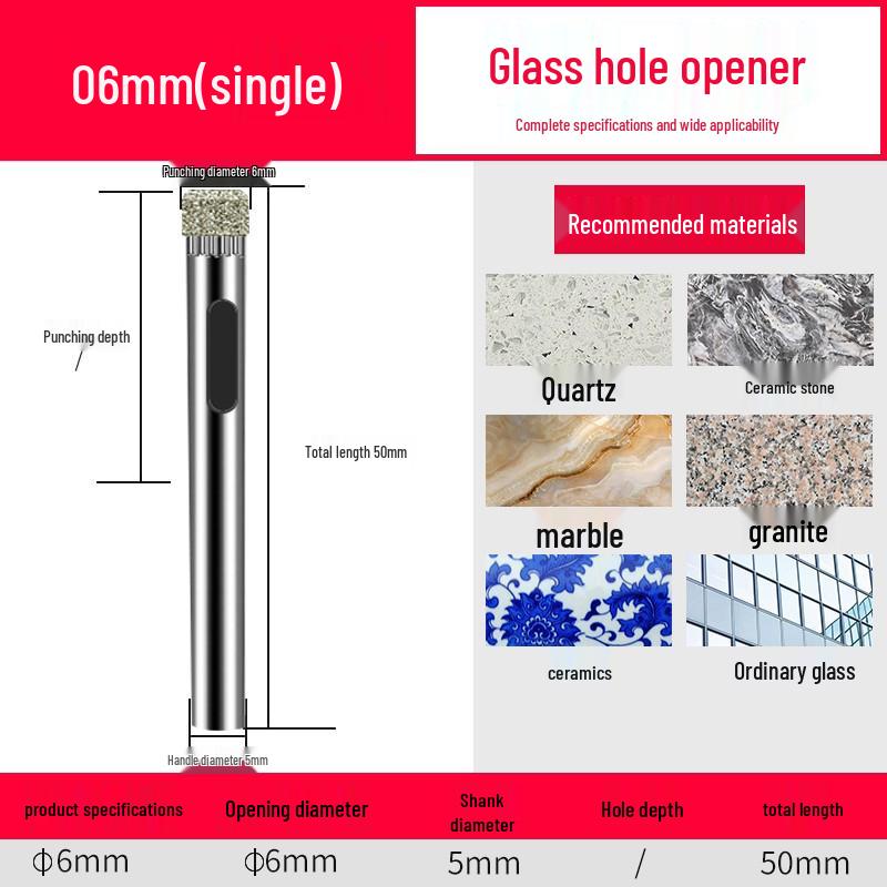 

6mm Glass Drill Bit for Tile, Marble, and Rotary Hole Saw