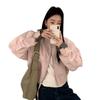 Korean-Style Pink Spliced Women's Baseball Jacket - Trendy Spring 2025 Edition