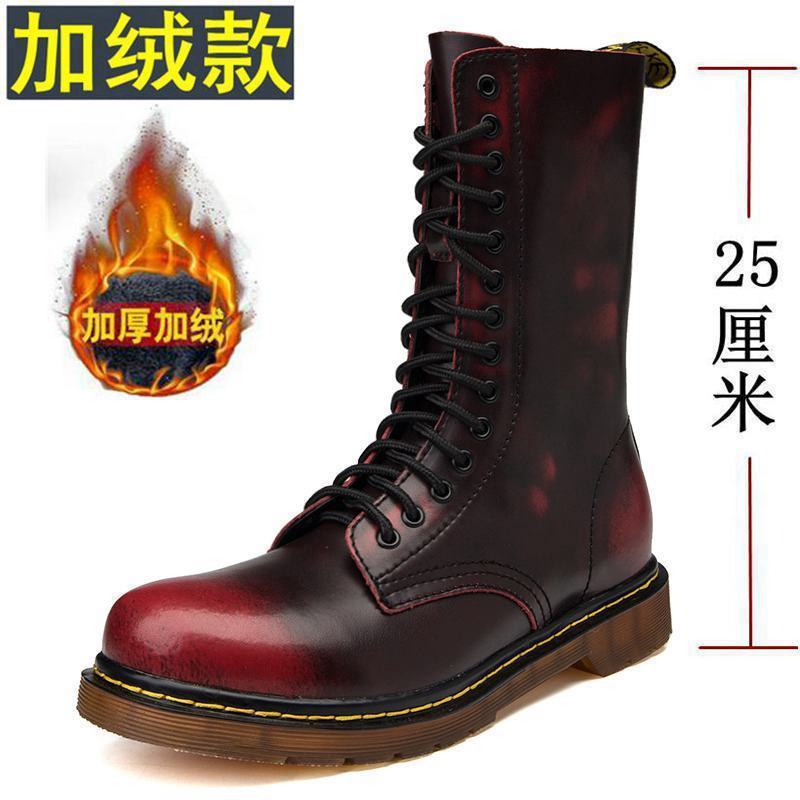 Large Size Foreign Trade Men's High Leather Boots British Men's and Women's Boots Riding Boots Long Knight Boots Tooling Couple Boots