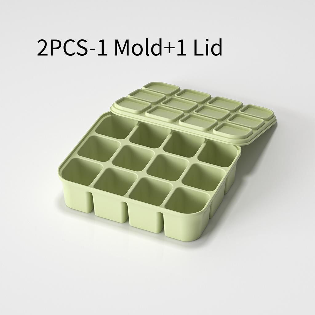 2PCS [1 Mold+1 Lid] 12 Grid Covered Ice Cube Mold, Flexible Mold, Suitable for Ice Cube Making, Ice Cream Making, Reusable