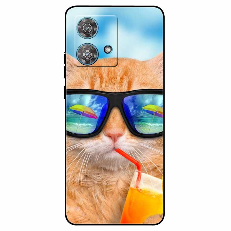 Skirta Moto G84 5G dėklas Silikoninis Minkštas Spausdintas Katės Drugelio Telefono Dangtelis Motorola MOTO G84 TPU Dangtelis MotoG84 G 84 Madingas Maišelis