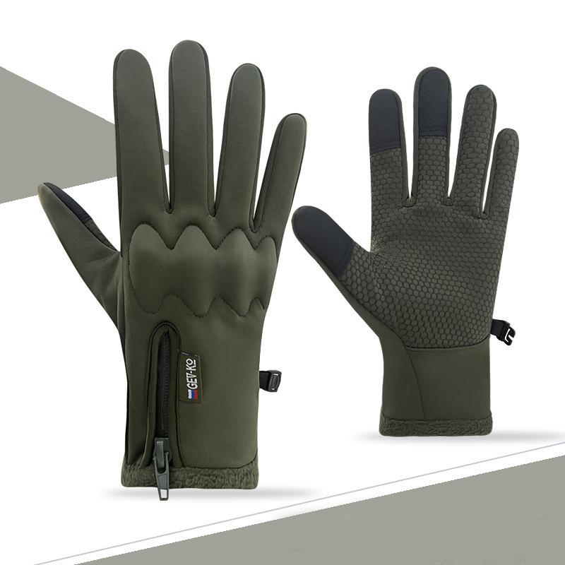 

Winter Skiing Gloves Touchscreen Motorcycle Waterproof Wear Resistant Cycling Gloves Warm Plush Lined Anti Slip Climbing Gloves M армия зеленый