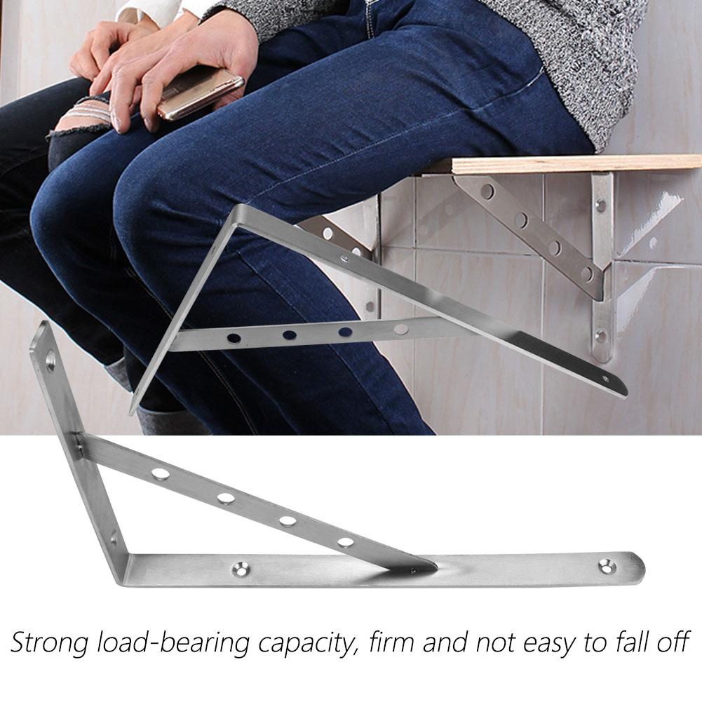 2Pcs Stainless Steel Triangle Bracket Wall Mounted Shelf Bookcase Support (14 )