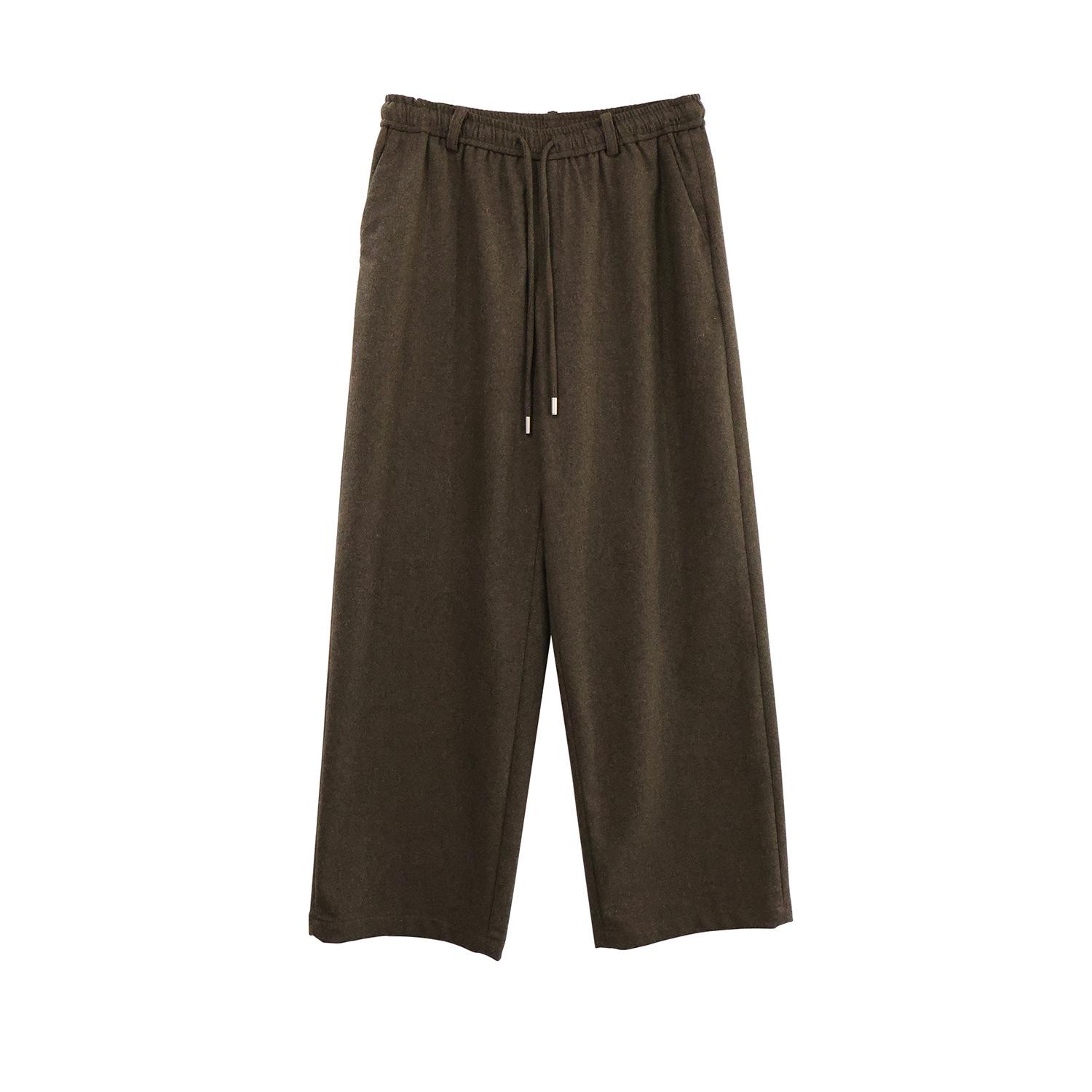 

Plus Size Women s High-Waisted Straight-Leg Drawstring Pants - Casual, Minimalist, Lazy, Slimming, Wide-Leg. 3XL (85-100 kg)