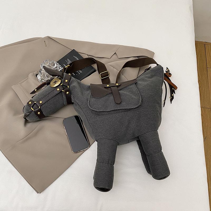 

Big Doll Bag High Quality Oxford Handbag Women Bags Lady Love Horse Shape Crossbody Casual Creative Japanese Style Kawaii Bag 50cm)) серый