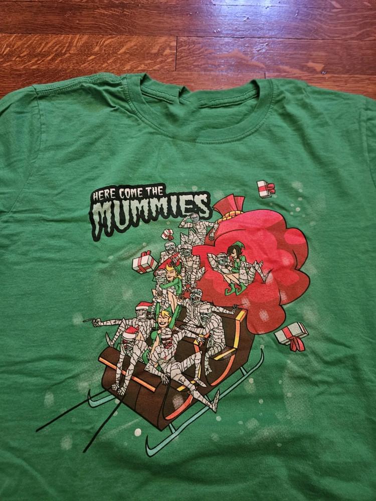 Here Come The Mummies Band Merry Christmas Cotton Green T Shirt AG862 Unisex T-Shirt XXL