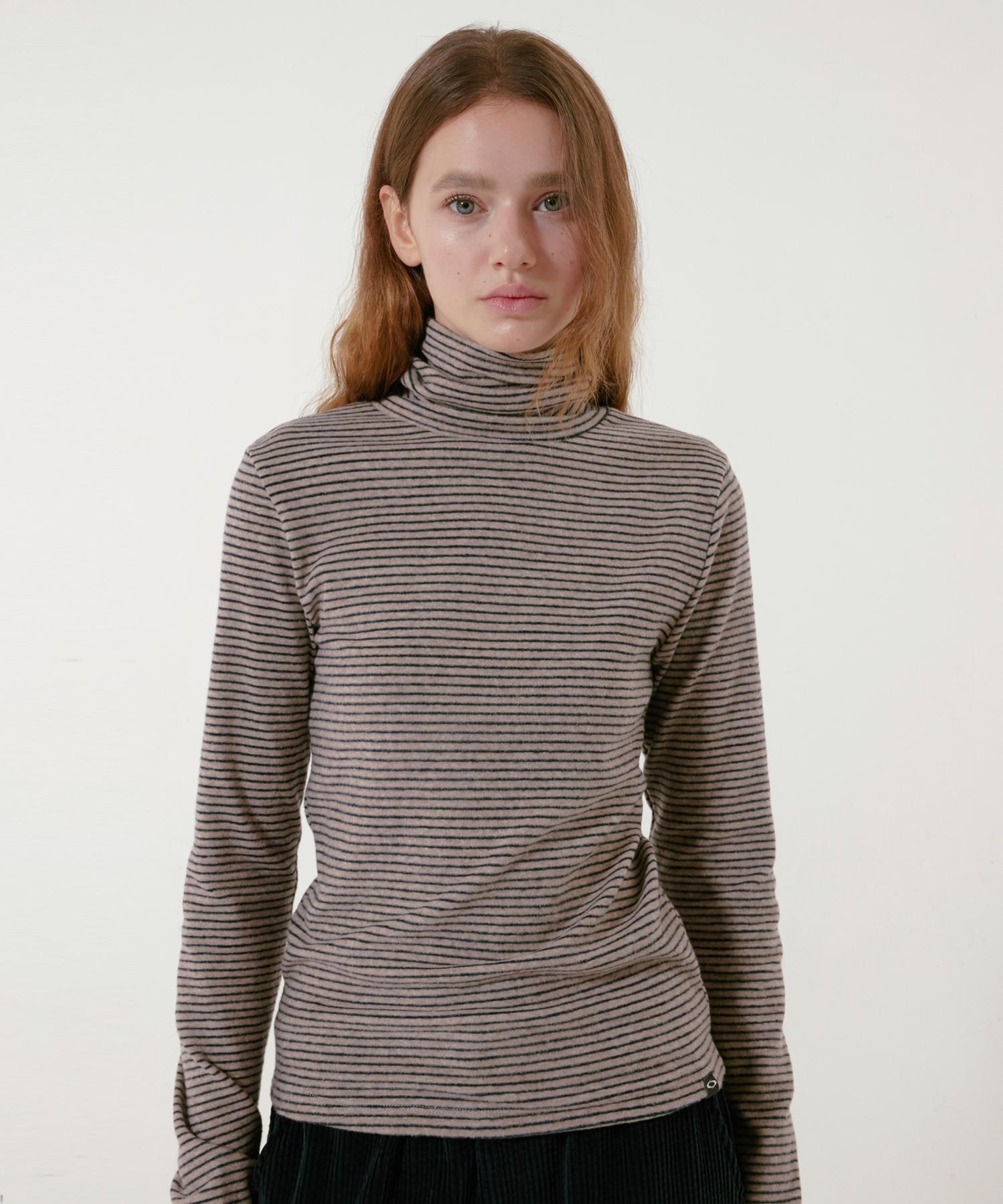 Noiago Noi1760 Striped Turtleneck (Brown) Free