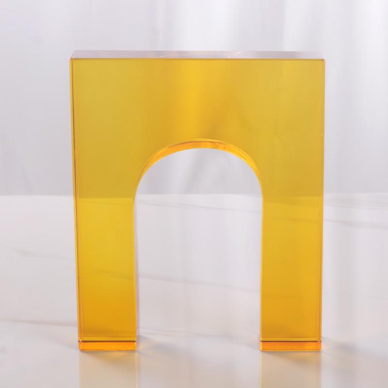 Simple and Creative Yellow Transparent Crystal Geometric Arch Decorative Ornaments Hotel Model Room Entrance Living Room Decorations