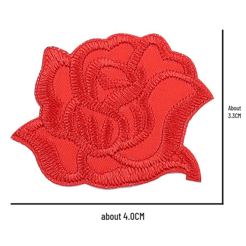 Self-Adhesive Small Embroidered Rose Patch - Fabric Jacket Label & Journal Decoration