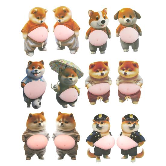 1 Pair 3D Belly Dog Anti-collision Sticker Anxiety Stress Relief Elastic Tummy Cartoon Puppy Decal Fat Belly Animal Buffer Sticker