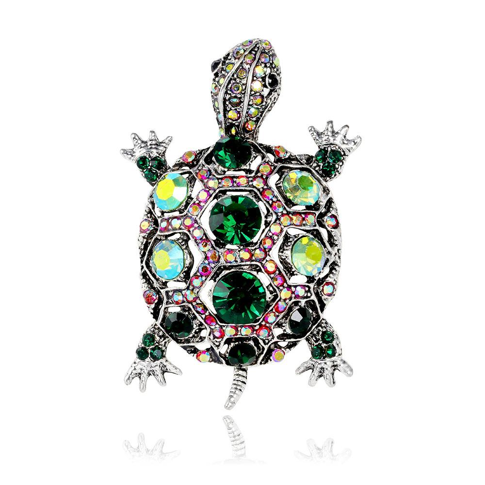Vintage Rhinestone Cute Cartoon Turtle Brooch, Men's and Women's Clothing Accessories Brooch Pendant Party Jewelry Gifts