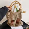 Hand carry woven bag women's Korean version ins fashion simple casual straw bag 2025 niche high-end hollow women's bag