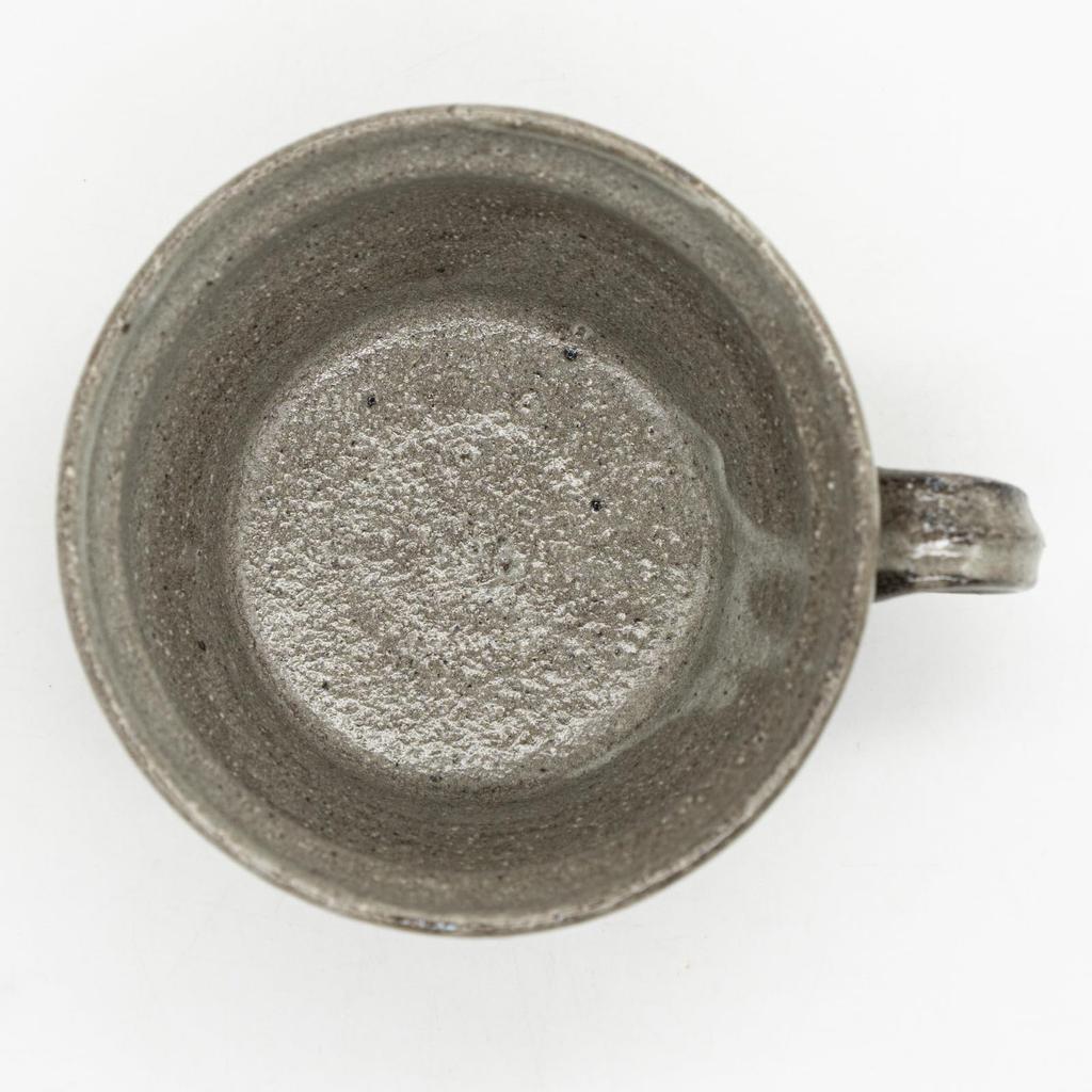 Marui Seito Shigaraki Ware Hechimon Soup Cup, 350ml Capacity, Silver Gray Carving, Gray, MR-3-4415