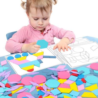Juego de rompecabezas de madera para niños, rompecabezas 3D Tangram creativo colorido, juguetes educativos Montessori para bebé, juguete de aprendizaje