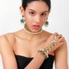 Vintage Blumen Fransen Armband, Ohrringe, Halskette, Böhmischer Folk Schmuck Dreiteiliges Damen Set