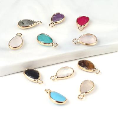 2 Stücke Kleine Anhänger Natrual Stein Opal/Achate/Amethyst Facettierte Anhänger Für Schmuck Machen DIY Ohrringe Armband Zubehör