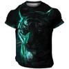 Animal Men'S T-Shirt 3d Tiger Print Fierce Beast Men Clothing Summer Casual Short Sleeved Street Cool Tops Tee Oversized T Shirt
