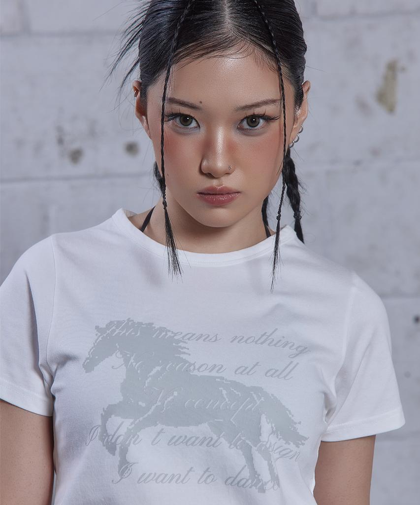 DAUSPICE (Duc) Ga Semi-Crop Short-Sleeve T-Shirt White