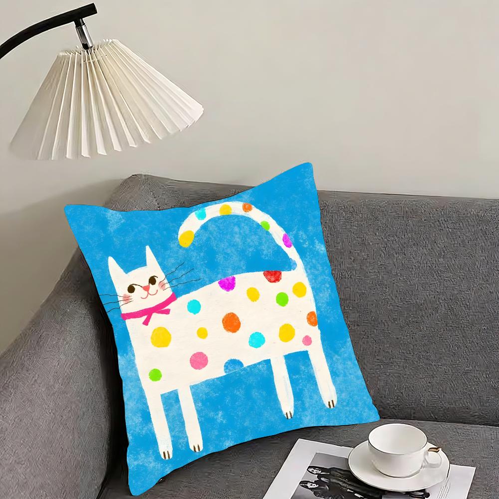 Cat Cute Cushion Cover Pillowcase Ultra Soft Skin Friendly Fabric Cloud Like Comfort  Concealed Zipper