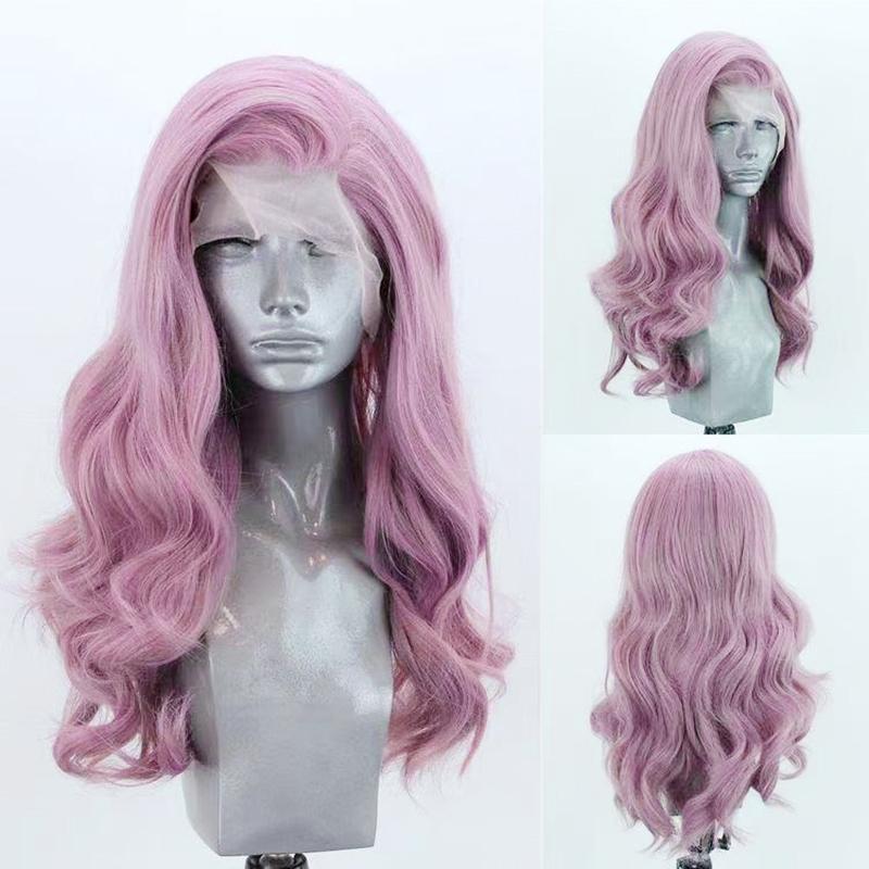 AIMEYA Platinum Blonde Synthetic Lace Front Wigs for Women Natural Wave Synthetic Hair Wig Natural Hairline Cosplay Wigs