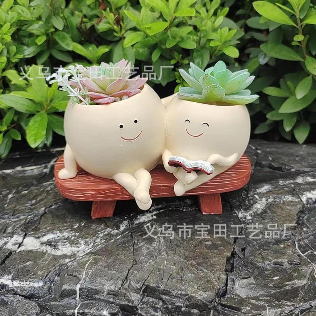 Garden Ornament Craft Flower Pot Multi-resin Home Reading Succulent Flower Pot Crafts Creative Meat