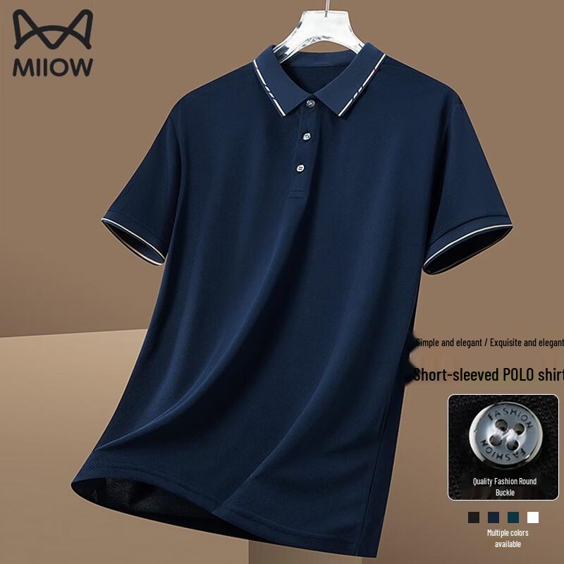 MiiOW Men s Color-block Polo Shirt 2XL