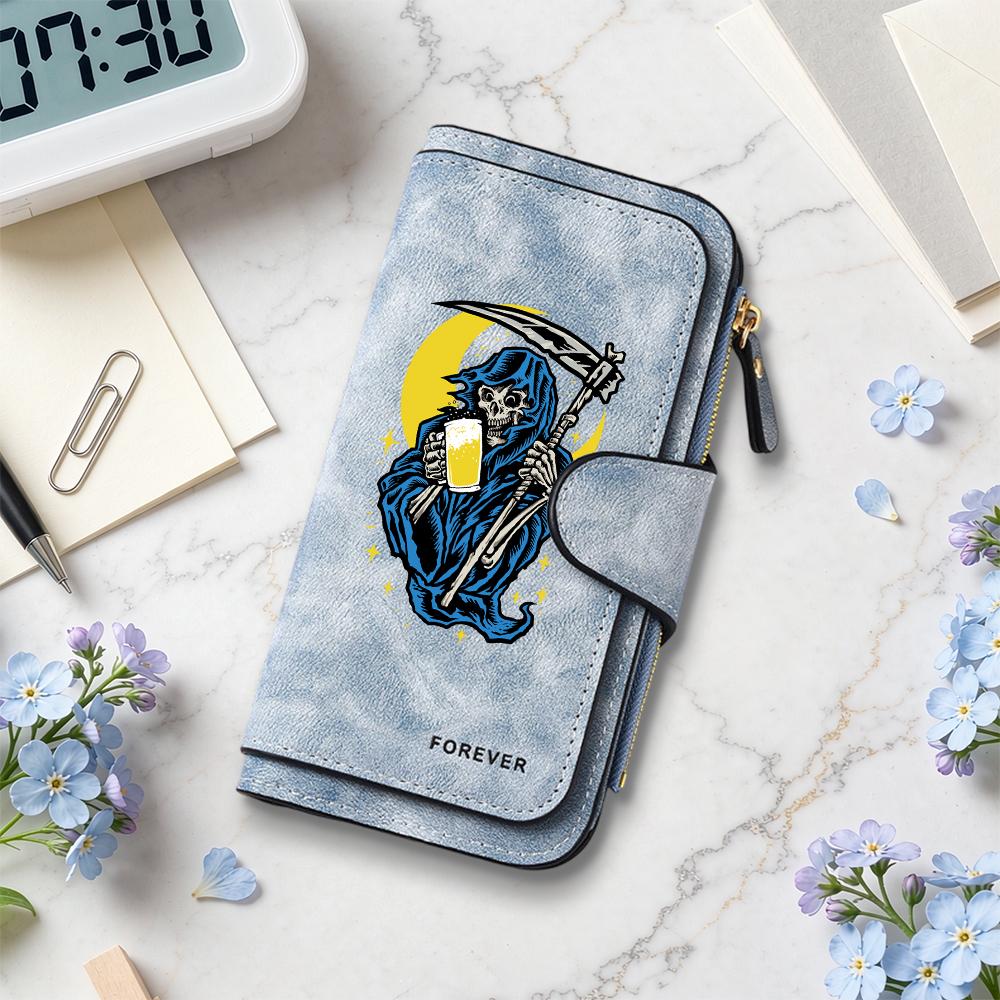 Grim Reaper Pattern Long Wallet Fashion Casual Card Holder Portable Daily Purse 