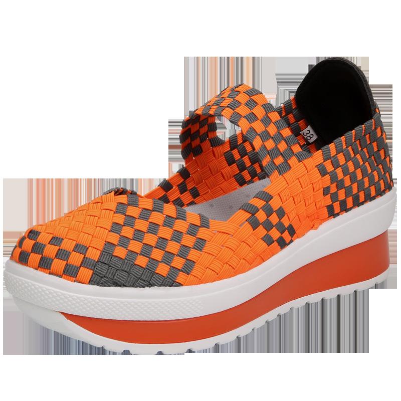 Spring New Handmade Women's Shoes Sports and Leisure Women's Thick-soled Heel Rocking Shoes Women