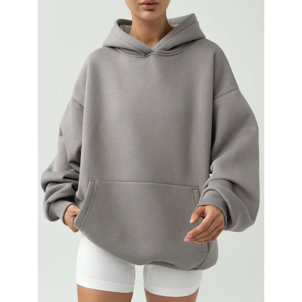 Women's Long Sleeved Hooded Sweatshirt with Loose Fitting Top