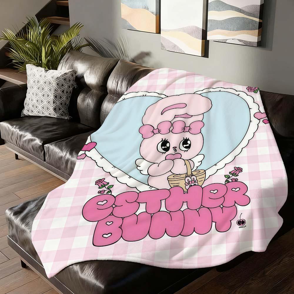 Cartoon cute E-ESTHER B-BUNNY Blanket For Sofa Office Bed Plane Travel Sleep Read Relax Camping Soft And Warm