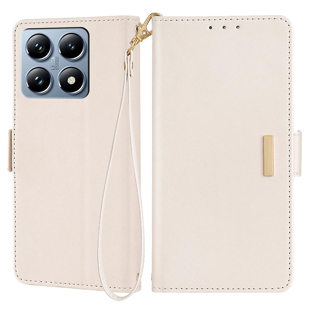 For Xiaomi 14T Pro Leather Wallet Case RFID Blocking Stand Cover with Hand Strap