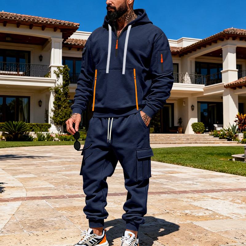 Herbst und Winter Schwerer Samt Locker Herren Freizeit Sport Arbeitskleidung Trendiger Sweatshirtanzug